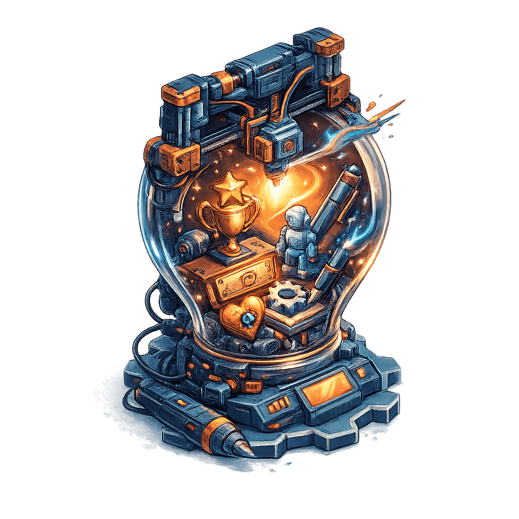 Tienes una idea Sorkuntzak 3D Ilustración conceptual para la sección de ideas y proyectos personalizados de impresión 3D.